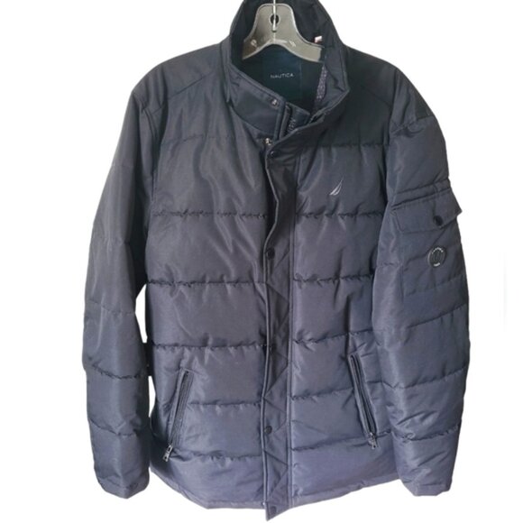 NAUTICA Men's Winter Puffer Full Zip Jacket Coat Black Size Large - Picture 1 of 12